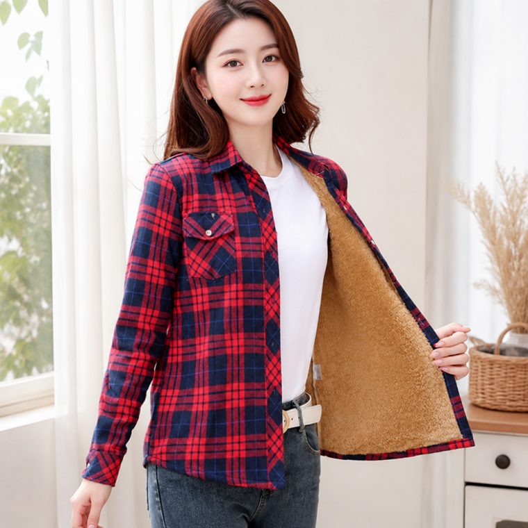 여성 기모 체크셔츠 융털 남방 겨울 셔츠 대표 이미지