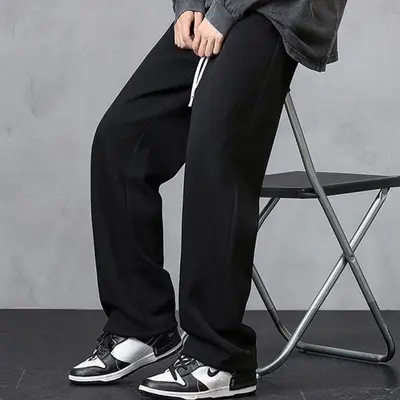 남자 루즈핏 롱 와이드 허리 밴딩 스트링 추리닝 바지 대표 이미지