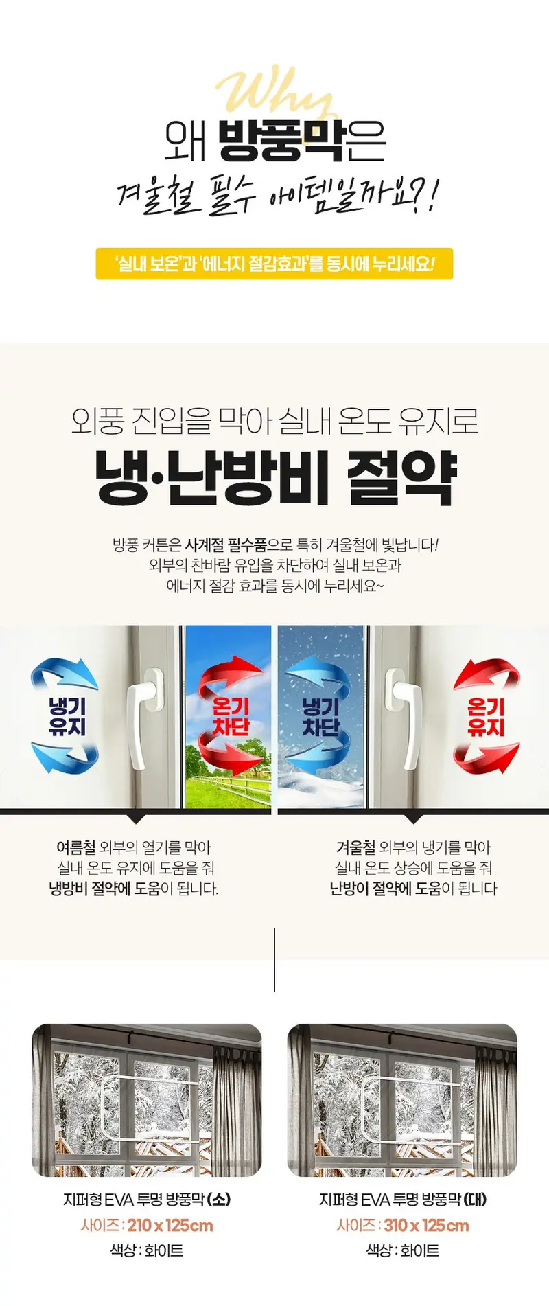 투명 EVA 창문 방풍막 흰색 외풍차단 단열 커튼 상세 이미지 2