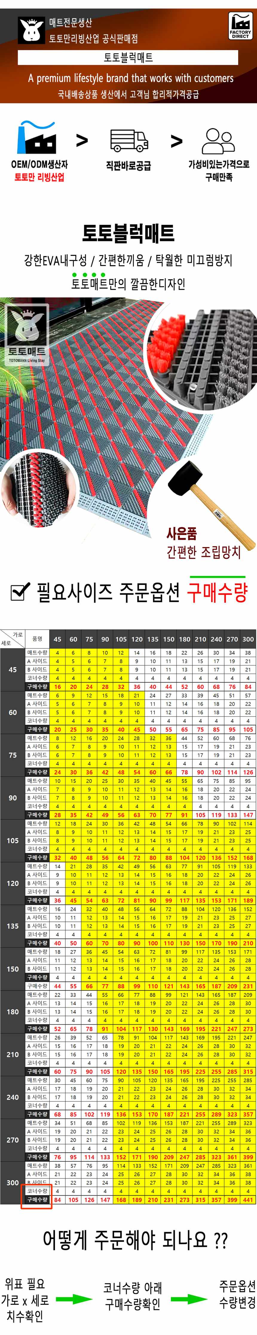 현관매트 블럭매트 퍼즐 업소용 대형 발매트 3개 묶음 상세 이미지 3