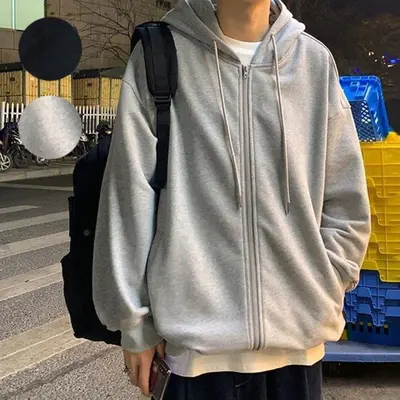 집업 점퍼 남자 데일리 루즈핏 코디 캐주얼 후두 대표 이미지