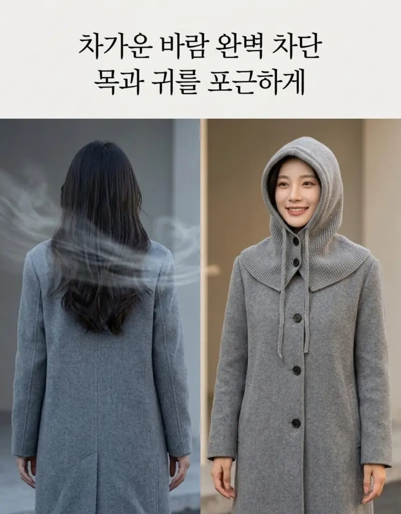 심플 단추후드 넥워머 바라클라바 3개 묶음 상세 이미지 2