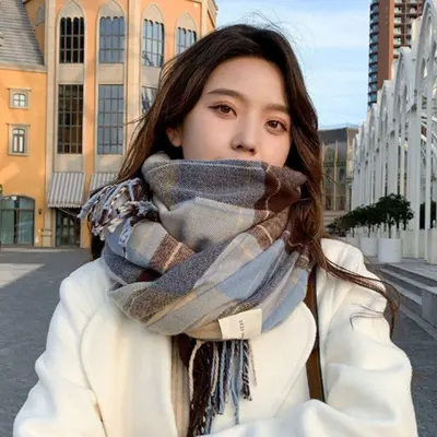 겨울 체크 니트 목도리 머플러 여성 패션 선물 대표 이미지