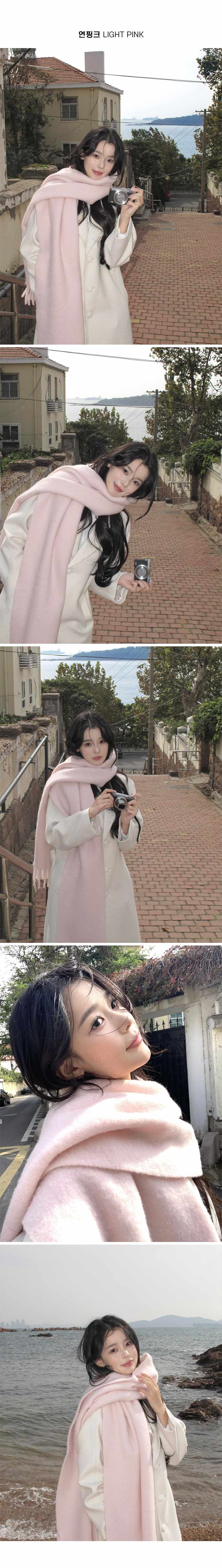 2400 모헤어 볼드 머플러 체크 무지 겨울 목도리 3개 묶음 상세 이미지 3