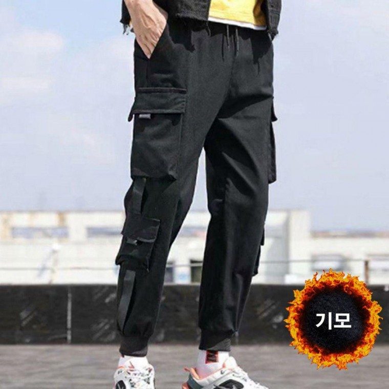 남성 데일리룩 외출 패션 기모 밴딩 카고 조거 바지 대표 이미지