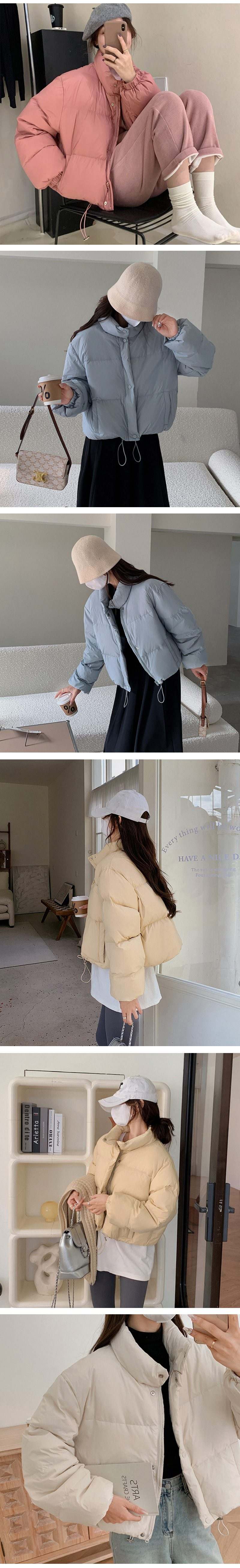 경량 크롭 숏 패딩 여성 겨울 짧은 점퍼 숏패딩 상세 이미지 2