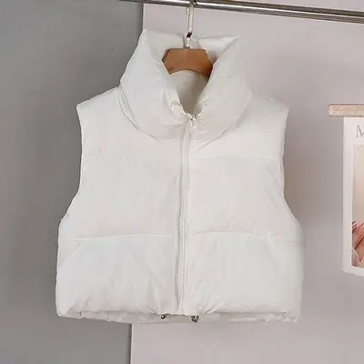 숏 레이어드 패딩 하이넥 3컬러 크롭 조끼 여성 대표 이미지