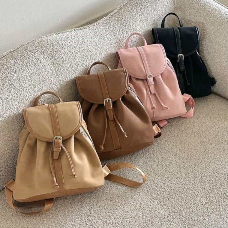 복주머니 스트링 플랩 인조가죽 미니 배낭 백팩 대표 이미지