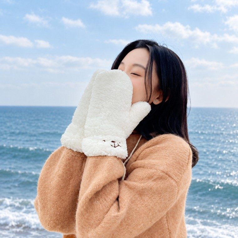 2500배송 뽀글이 양털 귀여운 곰돌이 여성장갑 3개 묶음 대표 이미지