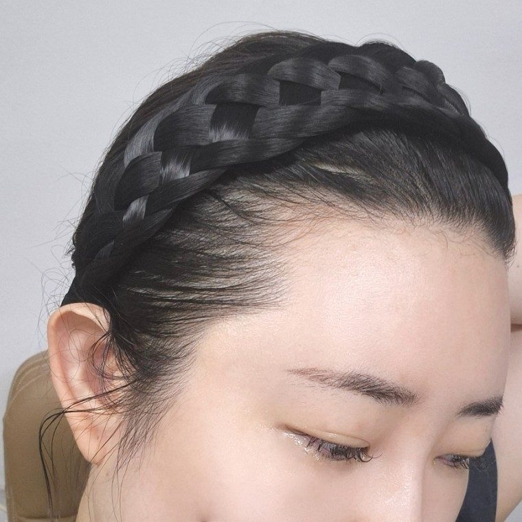 전통 한복용 땋은 머리 헤어밴드 인조모 머리띠 3개 묶음 대표 이미지