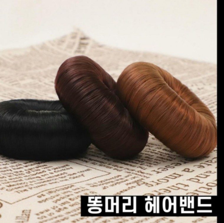 만두머리 똥머리가발 한복 올림머리 가발 헤어 헤어끈 3개 묶음 대표 이미지