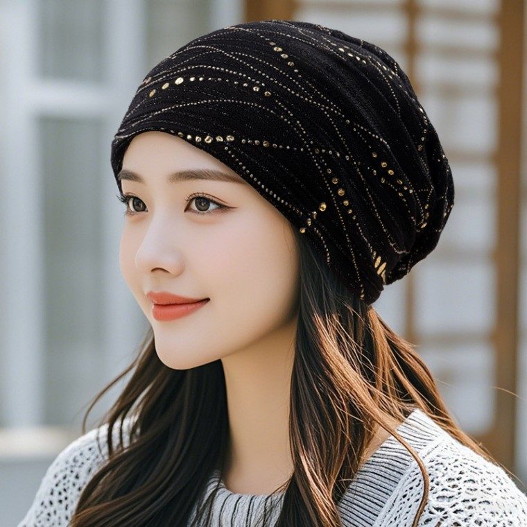 꽃무늬 패턴 중년 얇은 비니 항암모자 6color 3개 묶음 대표 이미지