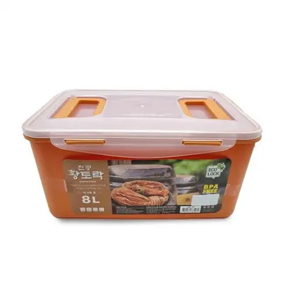 진공 황토락 김치통 6호 중형 8L 핸들 밀폐 절임 대표 이미지