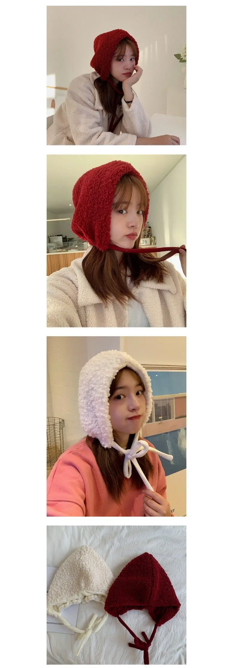 - 헨델그레텔 뽀글이 후드 모자 겨울모자 귀달이모자 3개 묶음 상세 이미지 2