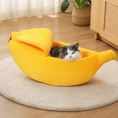 강아지 고양이 반려동물 바나나 방석 쿠션 하우스 대표 이미지