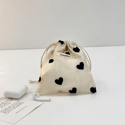 OA 하트 복주머니 미니 파우치 동전지갑 립파우치 3개 묶음 대표 이미지