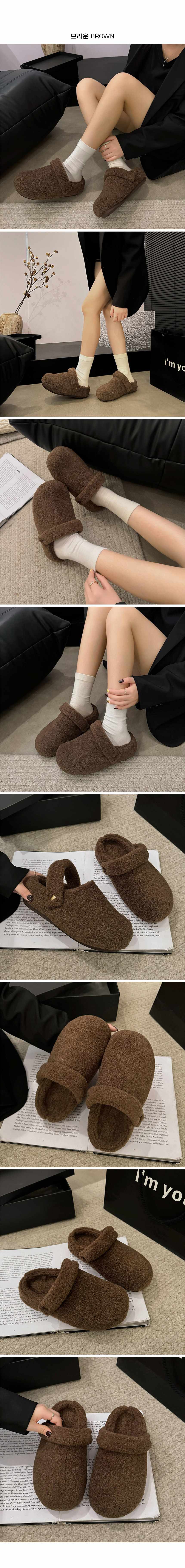 뽀글이슬리퍼 클로그 털 슬리퍼 스트랩 샌들 겨울 상세 이미지 2