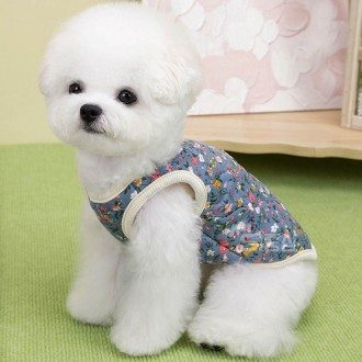 강아지 꽃무늬 조끼 후리스 겨울옷 애견 베스트 3개 묶음 대표 이미지