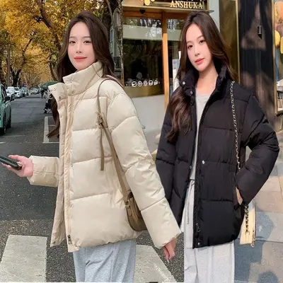 숏패딩 잠바 무지 패딩 점퍼 짧은 올라오는 여자 목 대표 이미지