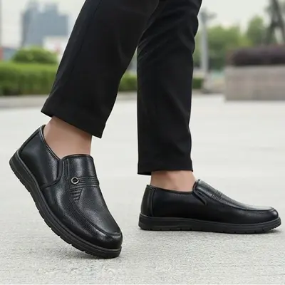 남성 겨울 외출 깔끔한 블랙 색상 클래식 기모 스니커즈 대표 이미지