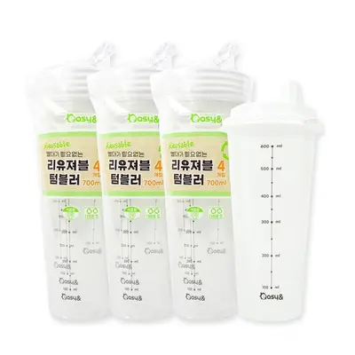 리유저블 텀블러 700ml 4개입 눈금인쇄-3개 대표 이미지