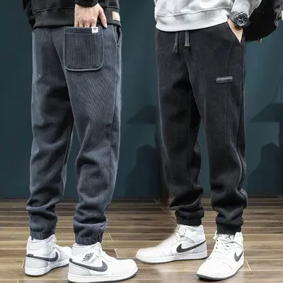남성 캐주얼 외출 코듀로이 허리 밴딩 조거 기모 바지 대표 이미지
