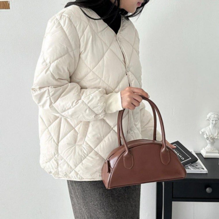 패딩 퀼팅 누빔 경량 노카라 퀼팅패딩 여성 점퍼 대표 이미지