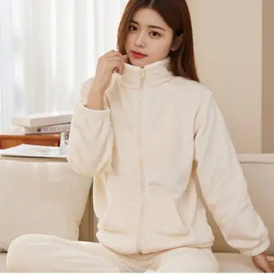 두꺼운 밍크 극세사 겨울 여성 홈웨어 세트 티셔츠 대표 이미지