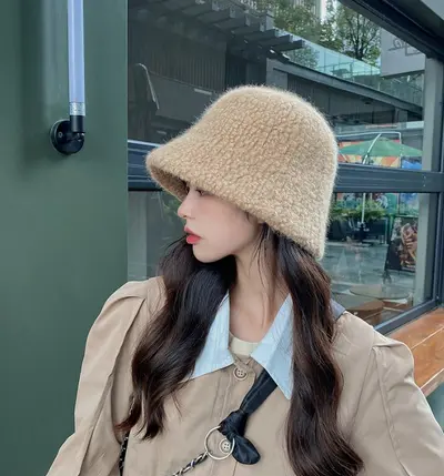 - 도톰 양털 뽀글이 버킷햇 겨울모자 털모자 대표 이미지