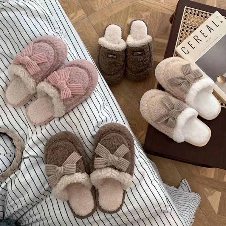 양털 리본 뽀글이 방한슬리퍼 3개 묶음 대표 이미지
