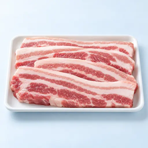한입 삼겹살, 500g, 4개 — AI 예시 이미지, 실제 상품 사진 아님